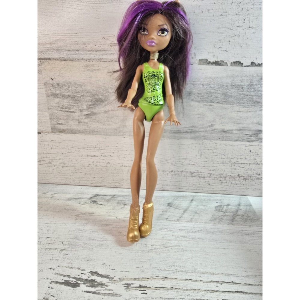 Monster High Clawdeen Wolf Doll Green Leopard Swimsuit Gold Boots Mattel‎ 2016